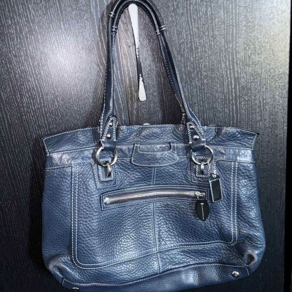 Coach Blue Leather Tote Bag